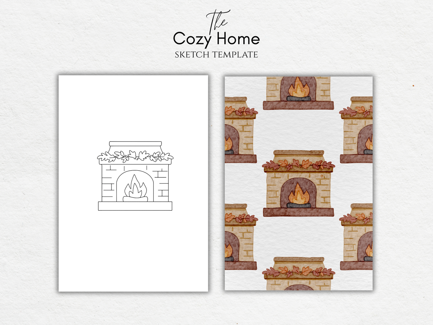 The Cozy Place – Free Sketch Template for Watercolor & Procreate