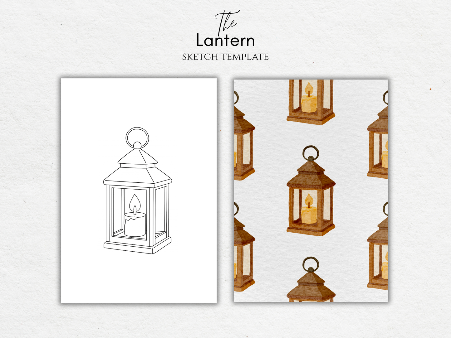 The Lantern – Free Sketch Template for Watercolor & Procreate