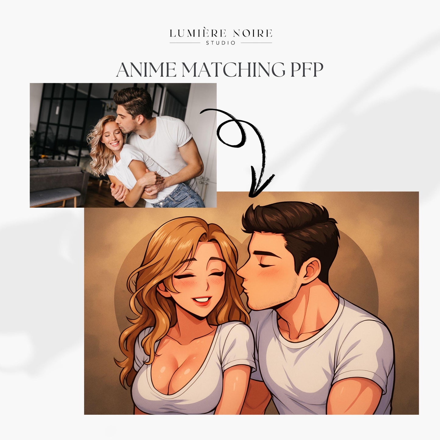 Custom Anime Portrait from Your Photo | Matching PFP | Couple, Family, Pet Gift | Digital Anime Art