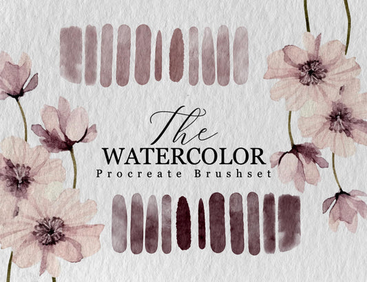 Watercolor Procreate Brushset – 16 Realistic Watercolor Brushes + Paper Texture Canvas – For Painting, Lettering & Digital Art