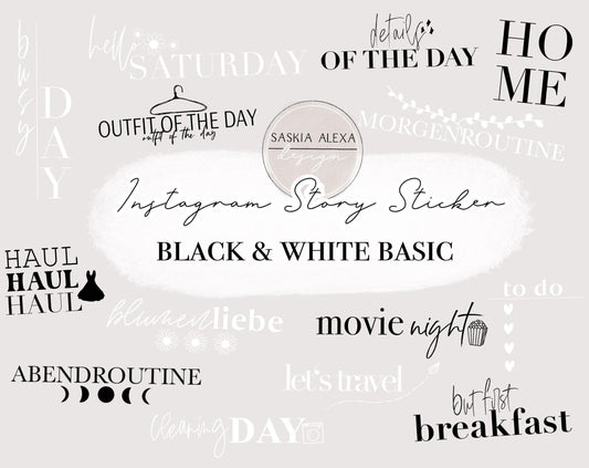Instagram Story Sticker - Black & White Basic with Master Resell Rights - Lumière Noire Studio