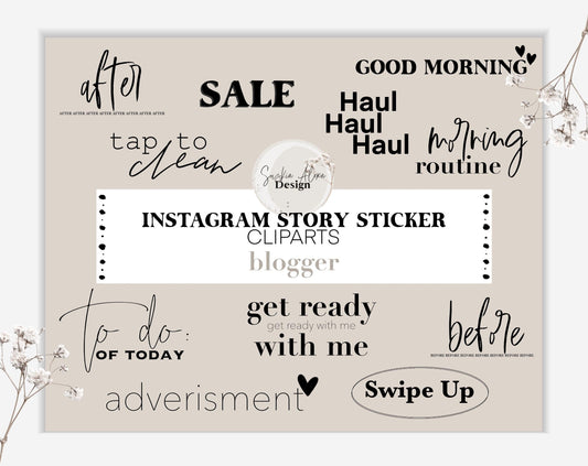 Instagram Story Sticker | Cliparts Blogger | Master Resell Rights - Lumière Noire Studio