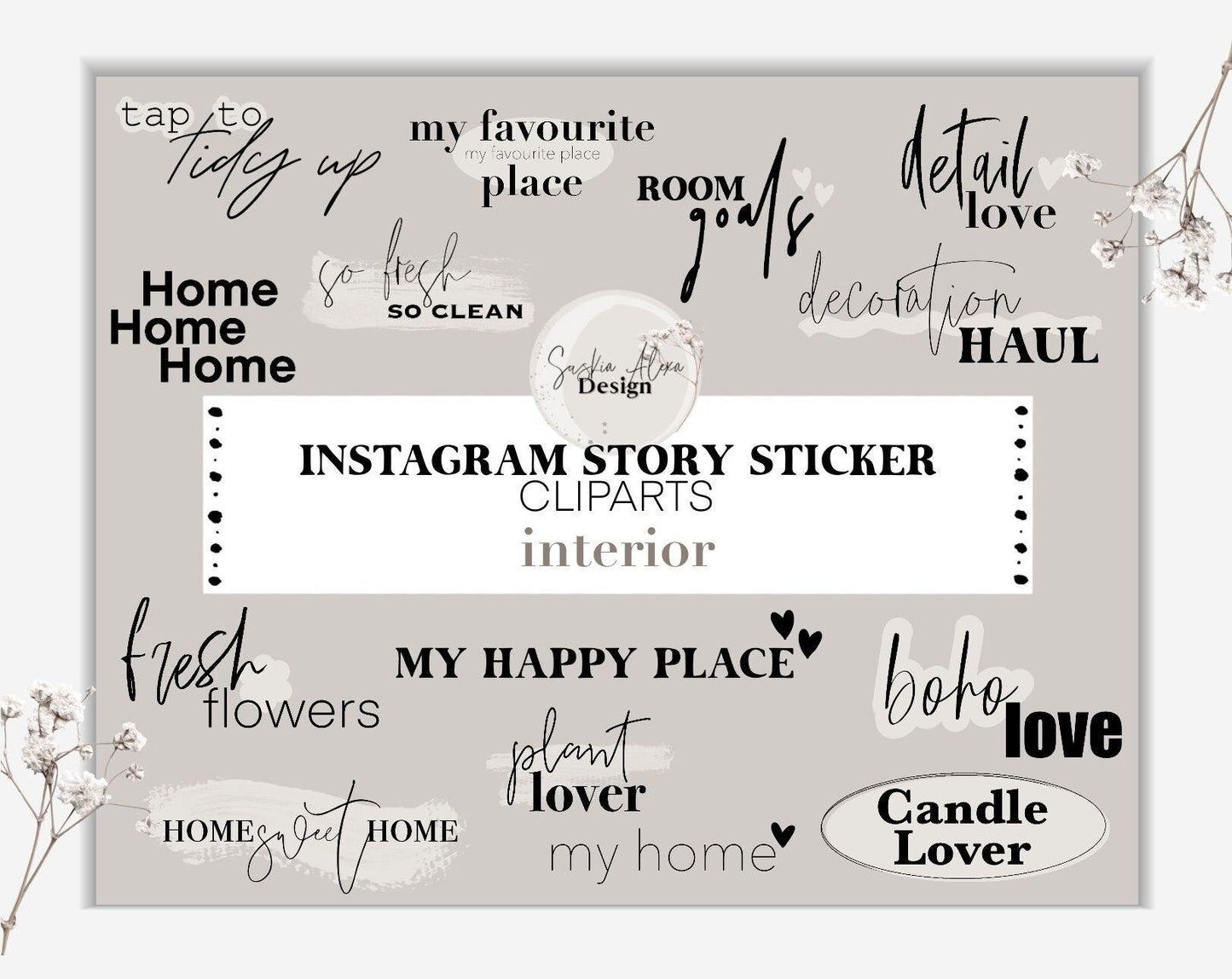Instagram Story Sticker | Cliparts Interior Home | Master Resell Rights - Lumière Noire Studio