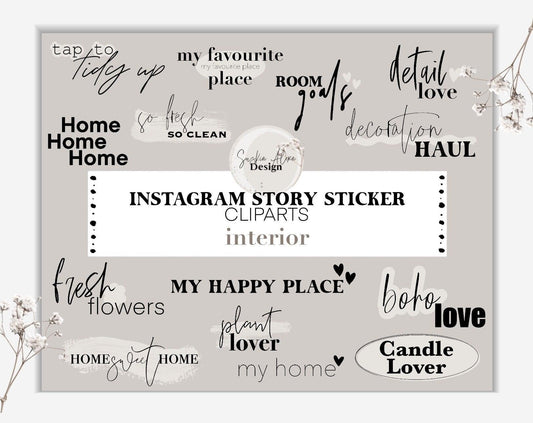 Instagram Story Sticker | Cliparts Interior Home | Master Resell Rights - Lumière Noire Studio