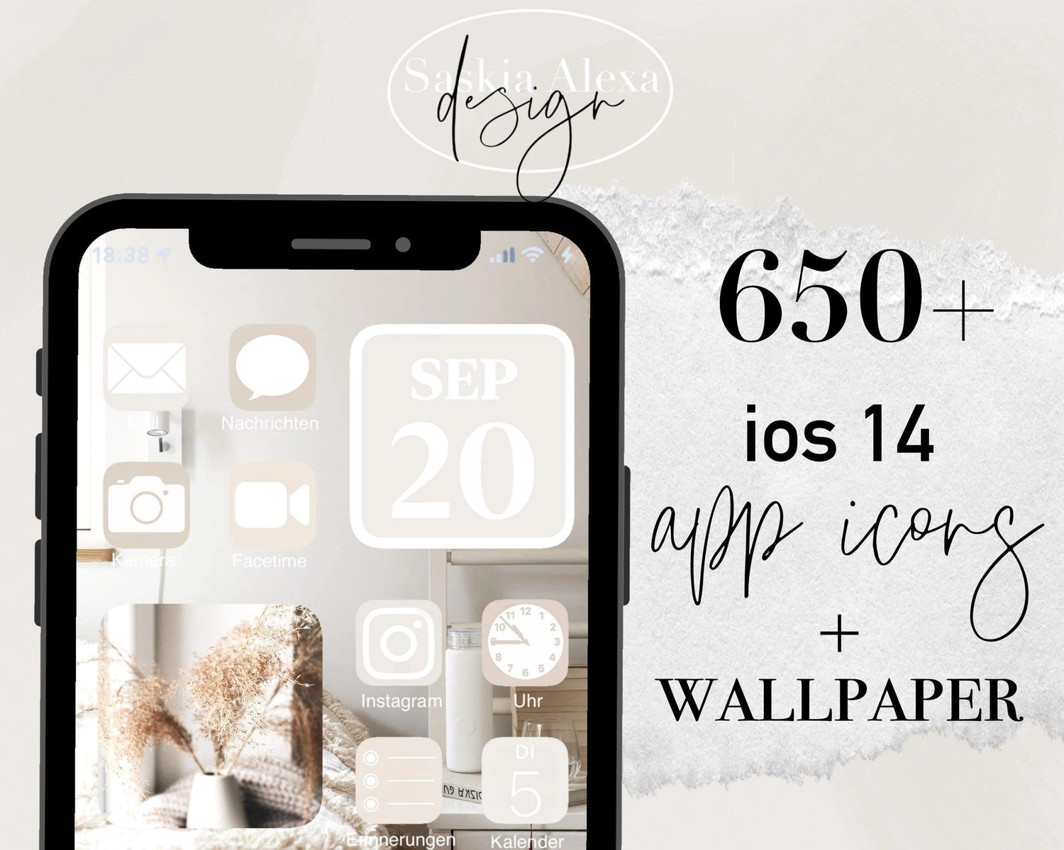 650+ App Icons - Beige/Neutral with Master Resell Rights - Lumière Noire Studio