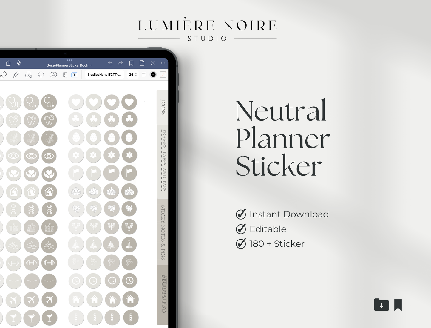 180+ neutral Planner Sticker