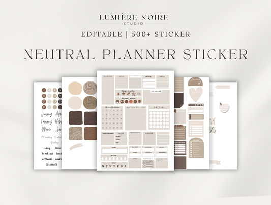 500+ Digital Planner Sticker - neutral Colours