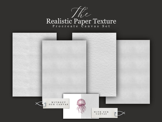Realistic Paper Texture – 4 Procreate Canvas Files – Watercolor & Drawing Paper Textures for Realistic Digital Art & Painting