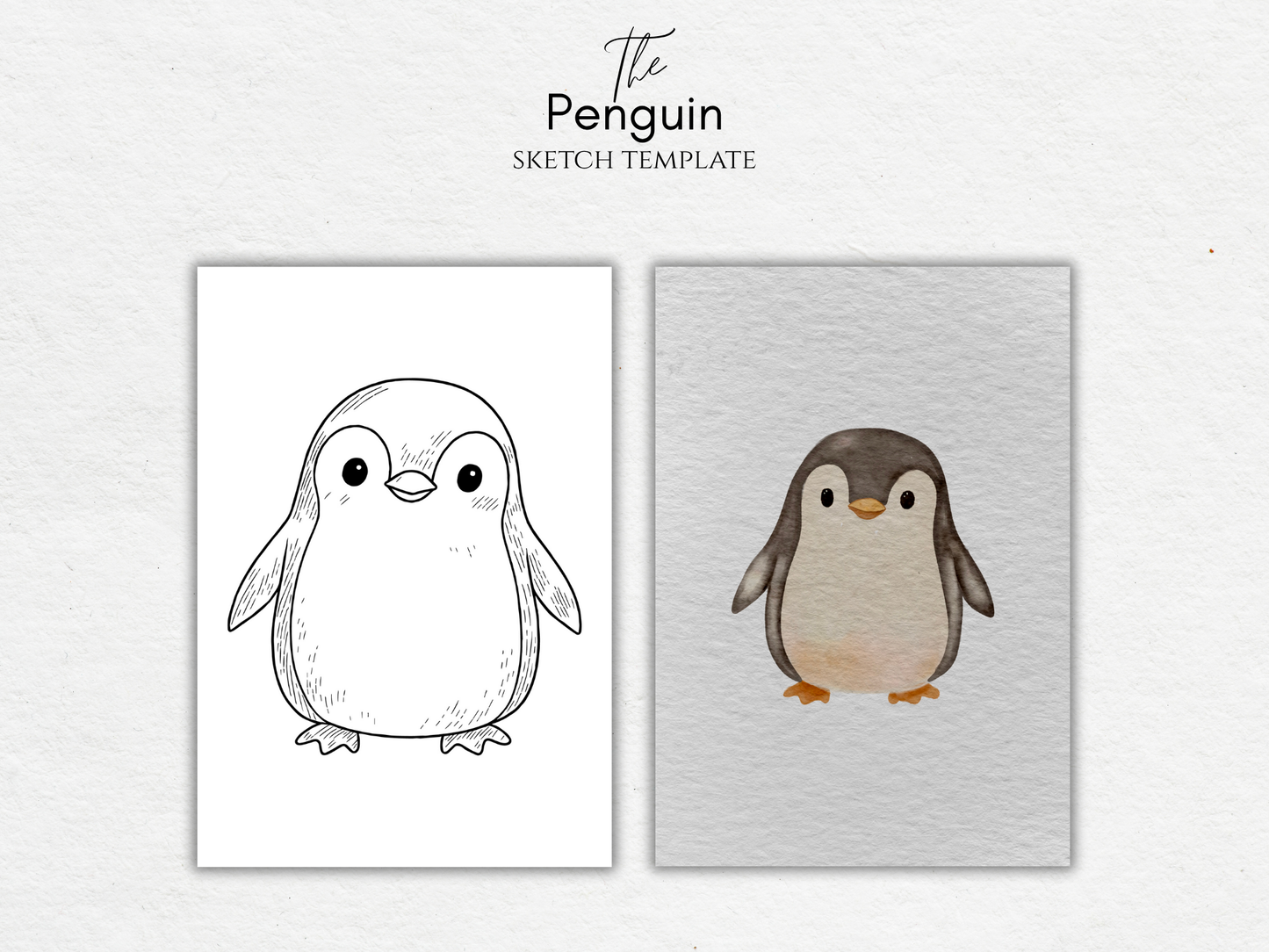 The Penguin – Free Sketch Template for Watercolor & Procreate