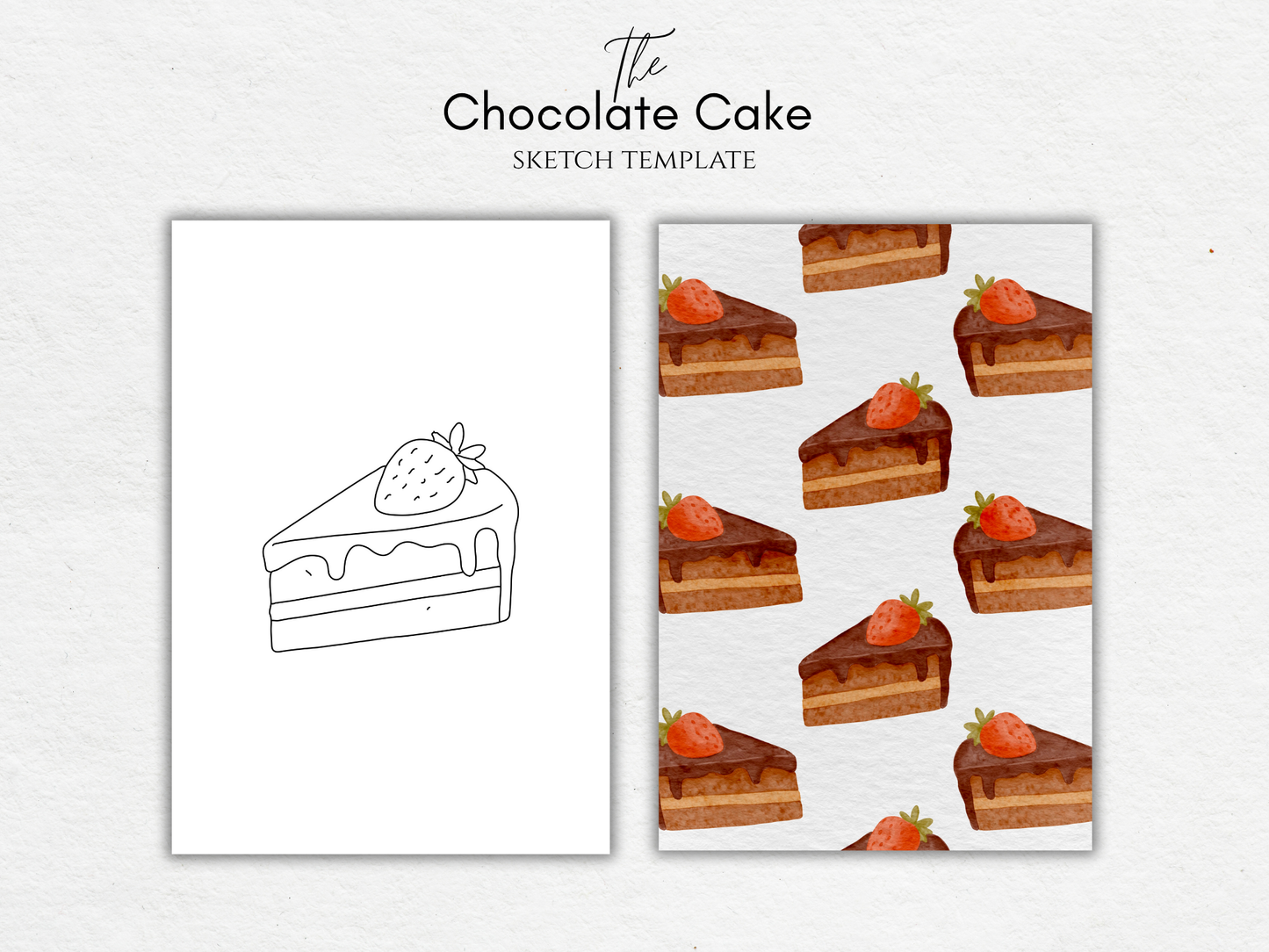 The Chocolate Cake – Free Sketch Template for Watercolor & Procreate