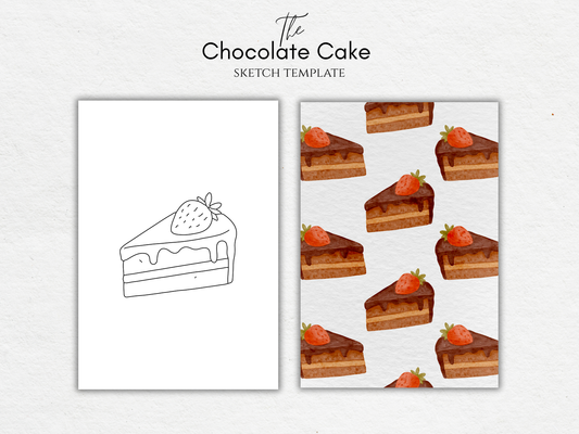 The Chocolate Cake – Free Sketch Template for Watercolor & Procreate