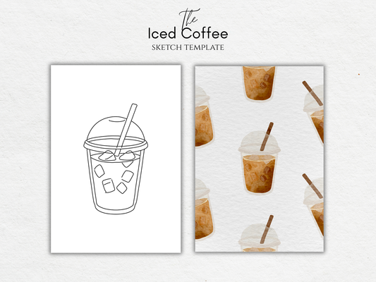 The Iced Coffee – Free Sketch Template for Watercolor & Procreate