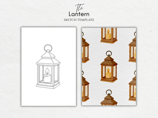 The Lantern – Free Sketch Template for Watercolor & Procreate
