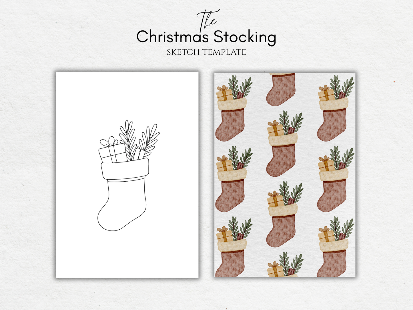 The Christmas Stocking – Free Sketch Template for Watercolor & Procreate