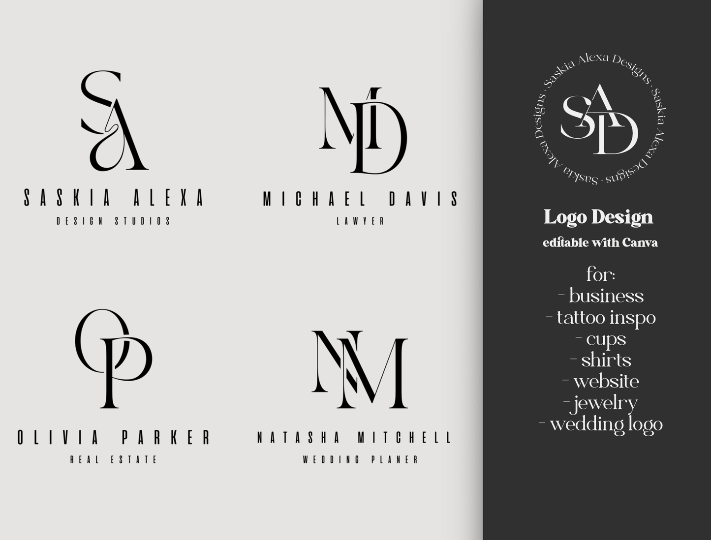 editable Logo Design - create as many logos as you want with Master Resell Rights - Lumière Noire Studio