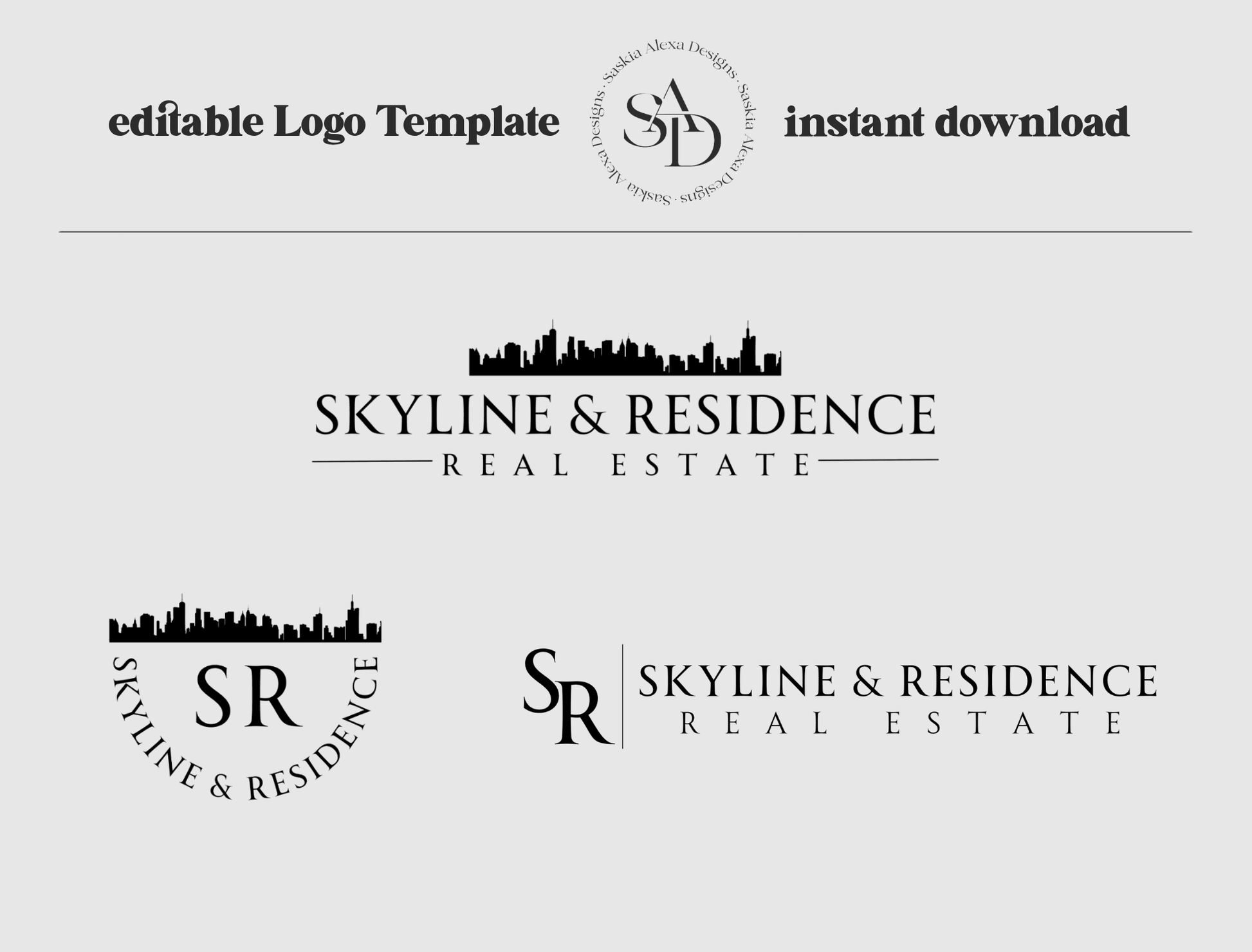 editable Logo Design - Real Estate Style - Lumière Noire Studio