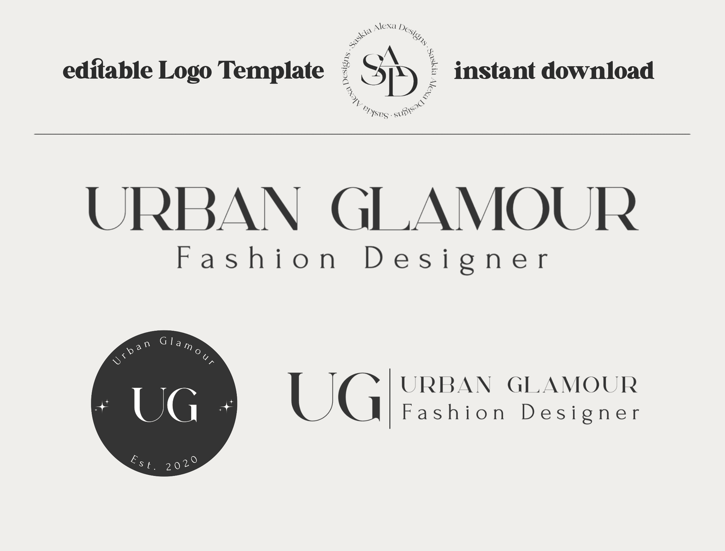 editable Logo Design - Urban Glamour Style - Lumière Noire Studio