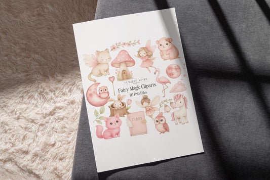 Fairy Magic Clipart Set | 110 PNG Files | Whimsical Pink Fairy Tale Illustrations | Digital Download with Master Resell Rights