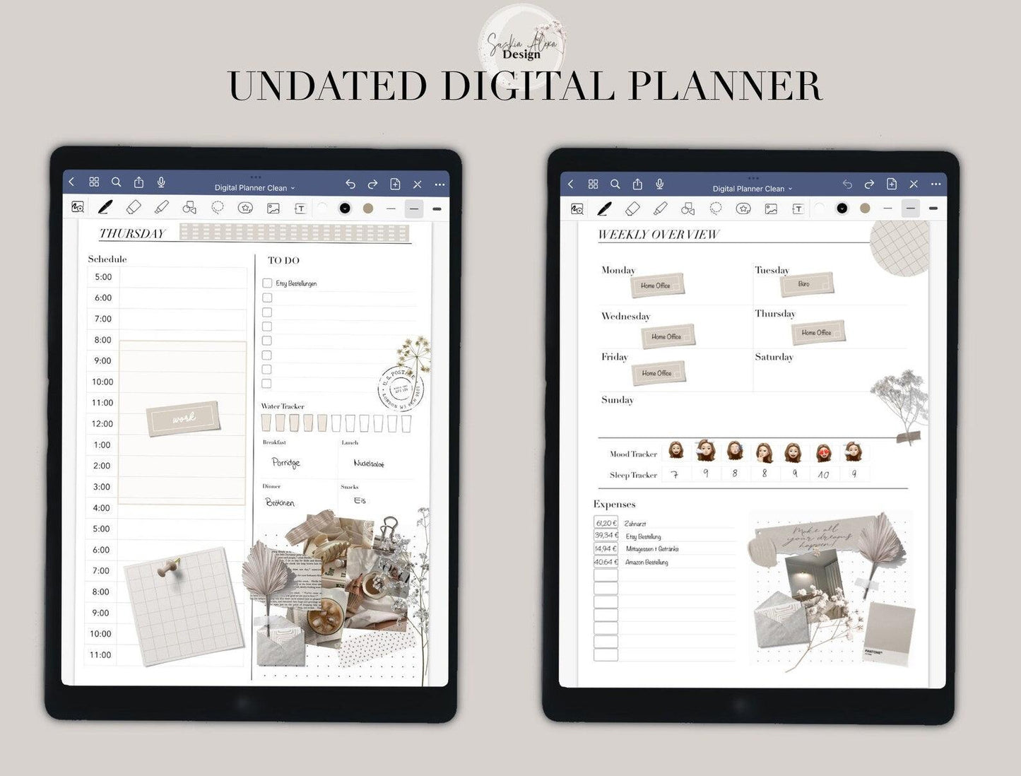 undated Digital Planner with Master Resell Rights - Lumière Noire Studio