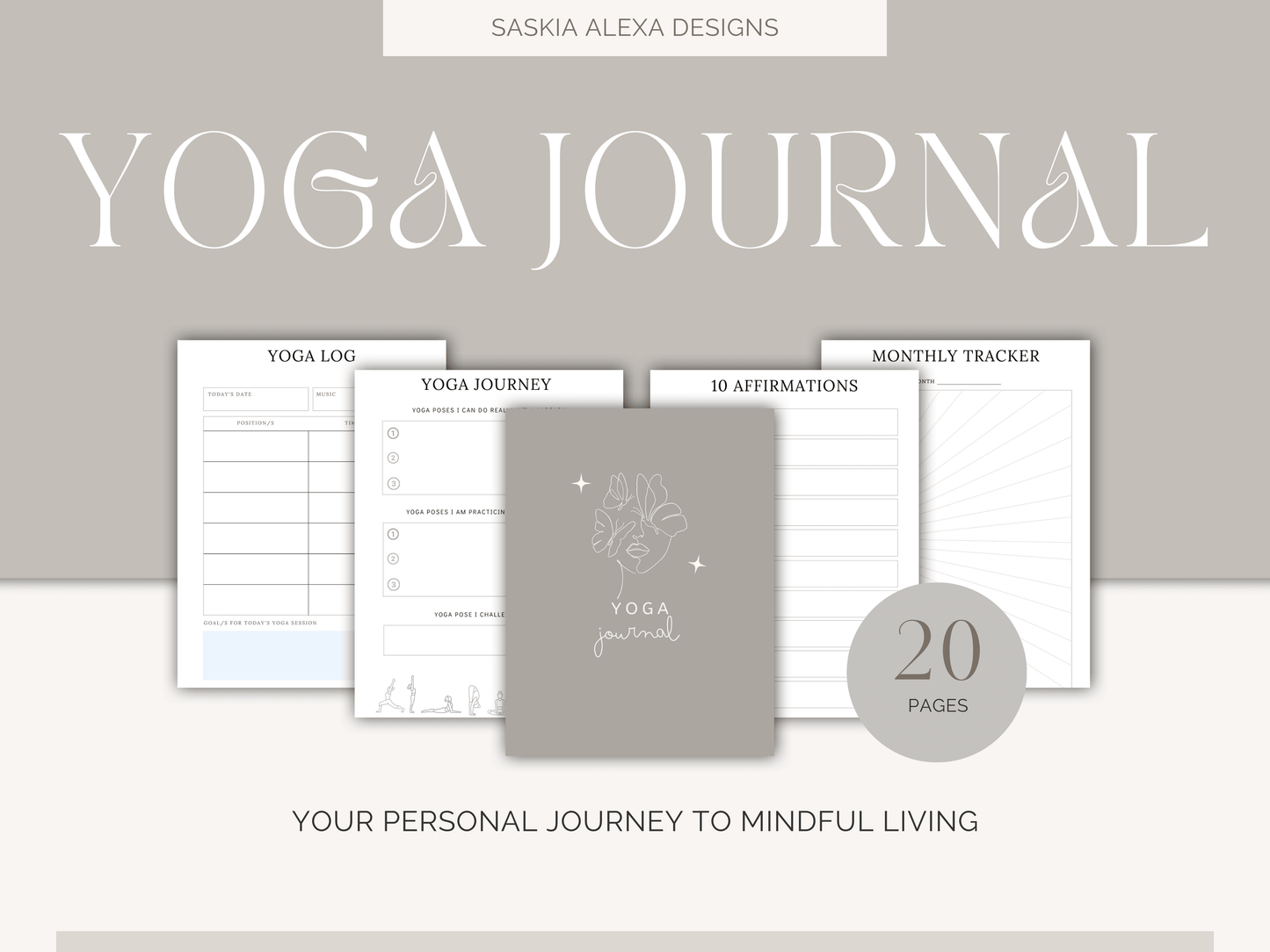 Yoga Journal - Your Personal Journey to Mindful Living with Master Resell Rights - Lumière Noire Studio