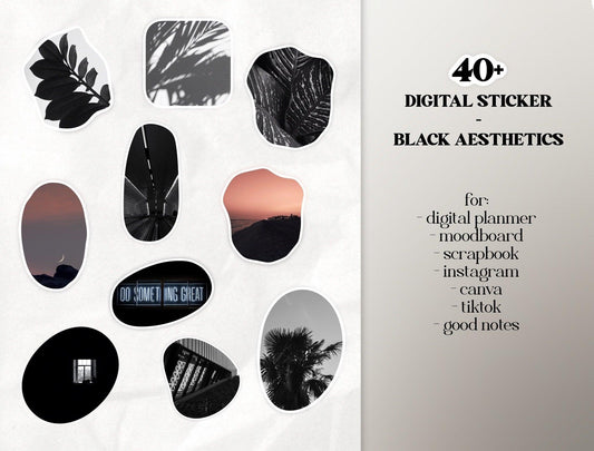 Digital Sticker | Cliparts Black Aesthetics| Master Resell Rights - Lumière Noire Studio