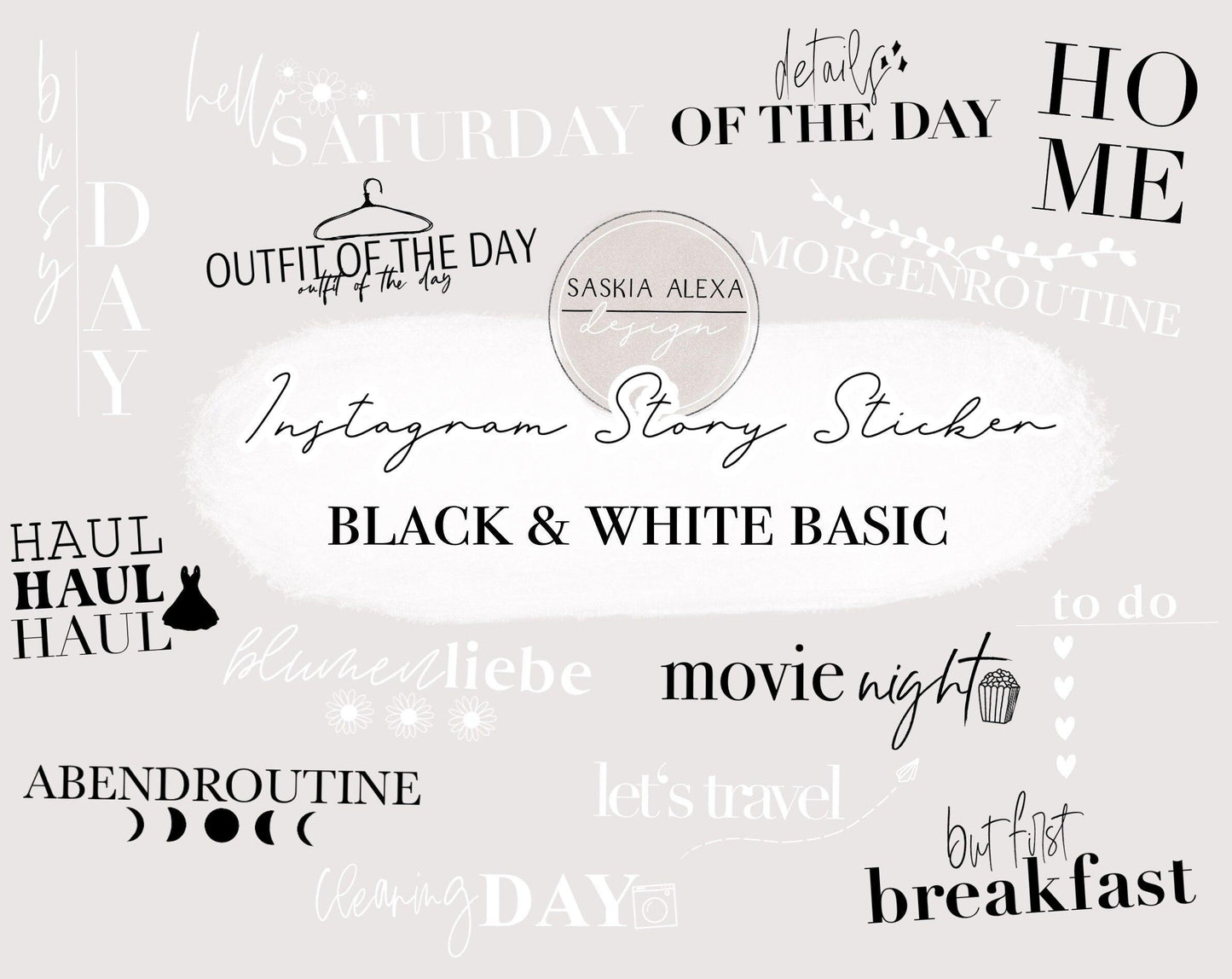 Instagram Story Sticker - Black & White Basic with Master Resell Rights - Lumière Noire Studio
