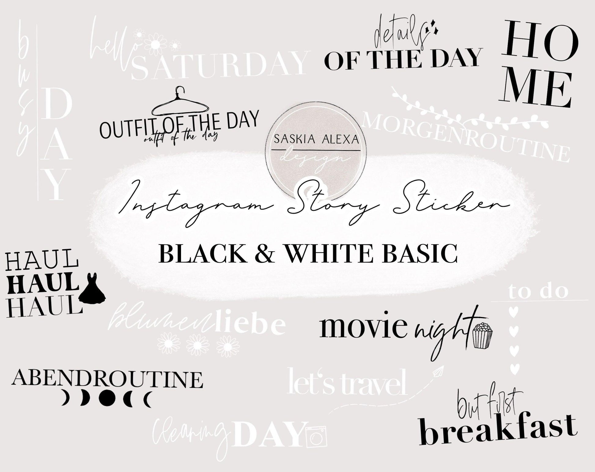 Instagram Story Sticker - Black & White Basic with Master Resell Rights - Lumière Noire Studio
