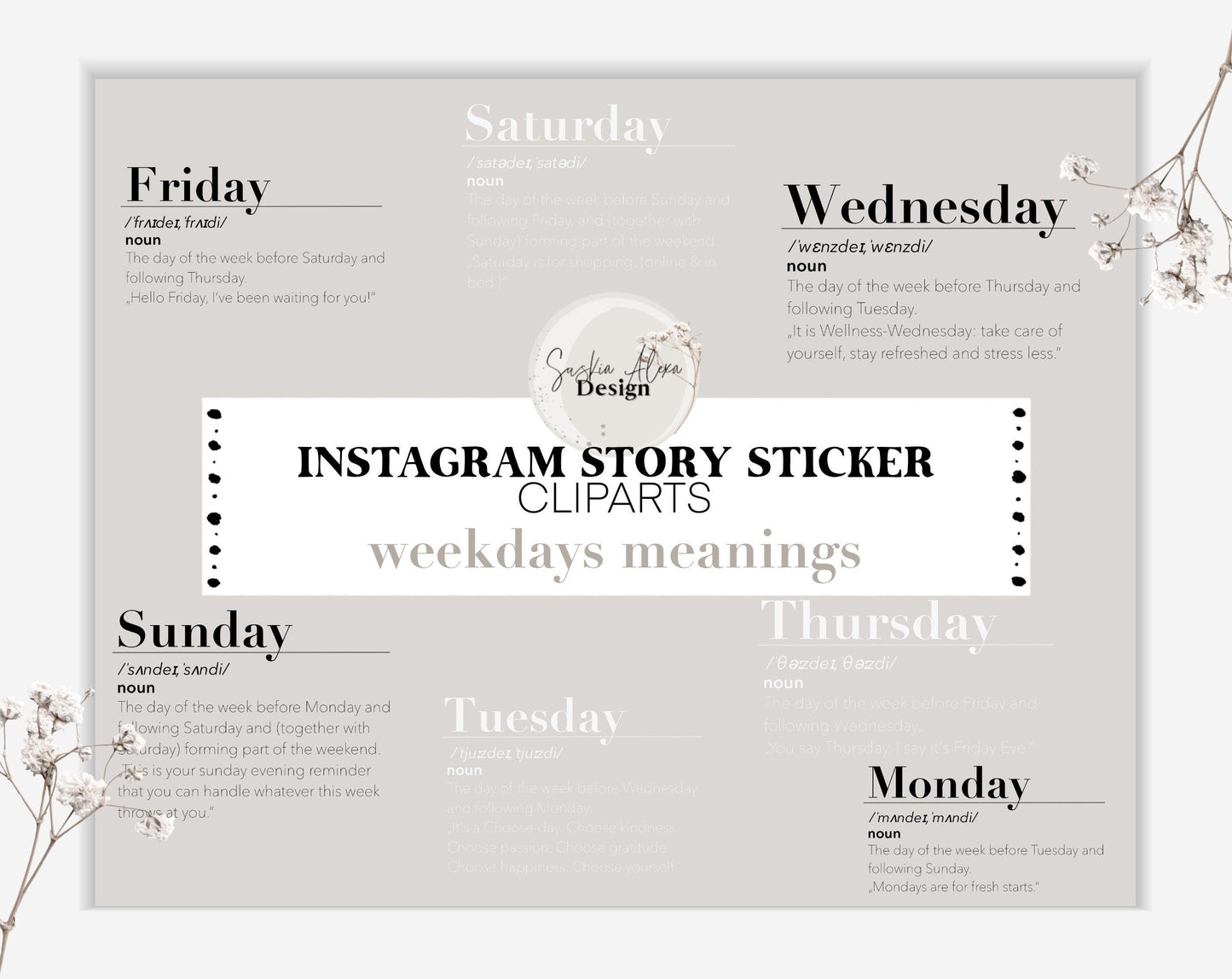 Instagram Story Sticker | Weekdays Definition | Master Resell Rights - Lumière Noire Studio